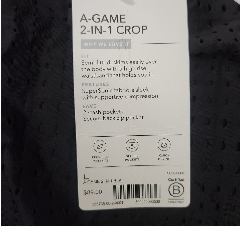 Athleta A-Game 2-In-1 Crop Skirted Leggings Black High Rise Large 566735